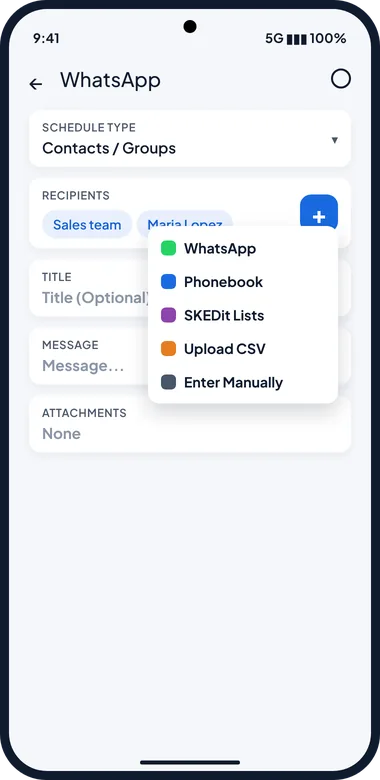 SKEDit Groups and lists screen